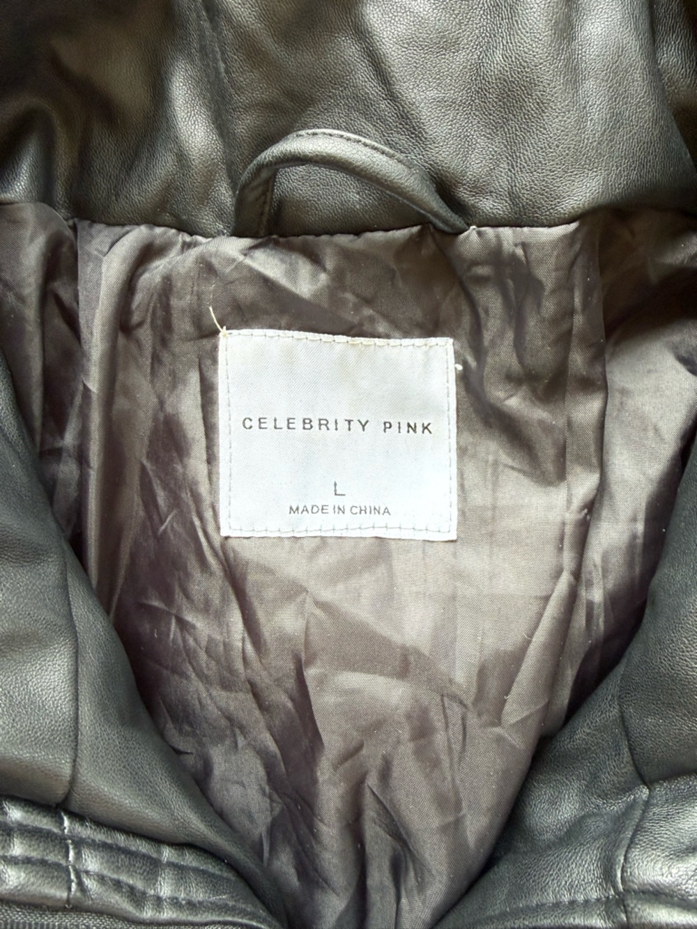 Cropped Black Faux Leather Bomber Jacket Women’s Size L Minimalist Street Style - Picture 4 of 7